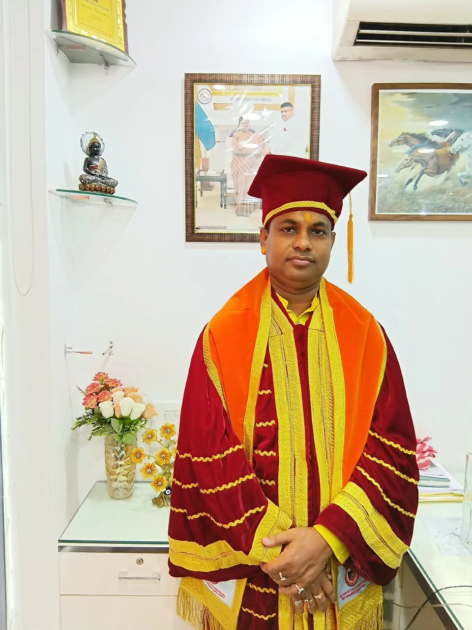 In traditional attire